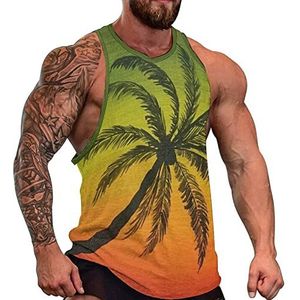 Hawaiian Palm Trees Tanktop voor heren, mouwloos T-shirt, pullover, gymshirt, workout zomer T-shirt