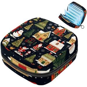 MUOOUM Kerstboom Patroon Maandverband Opbergtas Menstruatie Pad Tas Draagbare Menstruatie Cup Pouch met Rits voor Tiener Meisjes Vrouwen Dames