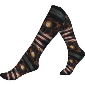 ASFgda Compressie Amerikaanse vlag honkbalprint sokken voor dames en heren, 15-20 mmhg (1 paar) beste ondersteuning voor hardlopen, fietsen, werk en fitness