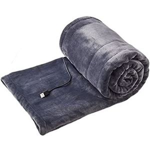 EternaHora USB-verwarmingsdeken, ultrazachte flanellen elektrische deken, queenmaat, 3 verwarmingsniveaus, wasbaar, snelle elektrische deken (kleur: grijs, maat: 140 x 81 cm)
