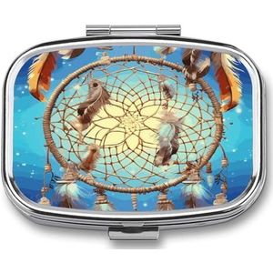 Catch Dream Net Pillendoos Pil Organizer Pil Case 2 Compartiment Geneeskunde Pil Organizer Kleine Pil Case Pil Container Pillenhouder Leuke Pillendoos Mini Pil Case
