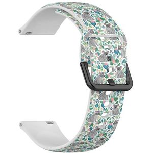 RYANUKA Compatibel met Ticwatch Pro 3 Ultra GPS/Pro 3 GPS/Pro 4G LTE / E2 / S2 (schattige grijze Koala's Ornamenten Tropical) 22 mm zachte siliconen sportband armband band, Siliconen, Geen edelsteen