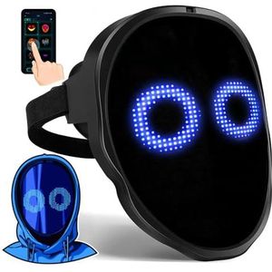 JIERUYI Gezichtstransformerend led-masker met app-gestuurd - programmeerbaar led-halloweenmasker, digitaal lichtgevend masker voor kostuum cosplay