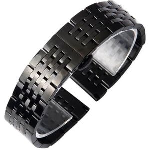 Roestvrij stalen horlogeband geschikt for Tissot geschikt for Citizen geschikt for Longines geschikt for Seiko horlogeband 12/14/16/18/19/20/22/24 mm polsband (Color : Black, Size : 20mm)