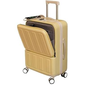 Leuke bagage Vrouwelijke kleine lichtgewicht multifunctionele koffers Reiswachtwoord Leren reistas op wielen (Color : Beige, Size : 22"")