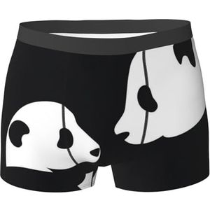 ALLiYa Kersenbloesem Heren Platte Hoek Ondergoed (Meerzijdig) Leggings Mannen Elastische Platte Hoek Shorts, Panda-dier, L