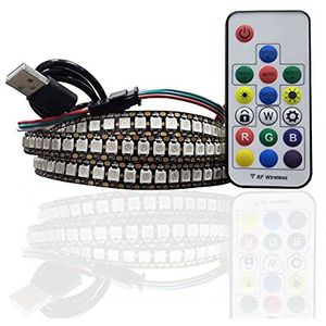 WS2812b RGB 144 LED Strips 5 V ws2812 Zwart PCB Multicolor 2 M IP30 Geen Waterdichte USB Strip Lichten met Afstandsbediening