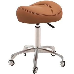 JAVPTAV Zadelkruk rollende draaistoel met wielen in hoogte verstelbaar, ergonomische tandheelkundige zadelstoel voor kliniek, salon, tatoo massage kantoor (bruin)