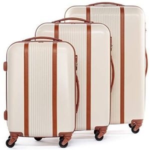 FERGÉ 3-delige koffer-set Reisbagage MILANO premium harde spinner premium bagage-koffer beige