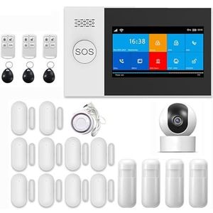Huisbeveiligingssysteem, GSM Home Security Alarmsysteem App Controle Afstandsbediening Venstersensor Met 1080P IP Camera Slimme Alarmkits(SET-F)