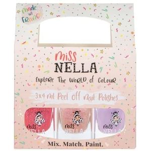 Miss Nella GOOD VIBES Set van 3 afpelbare nagellak, speciaal voor kinderen, peel-off, niet giftig, op waterbasis, geurloos