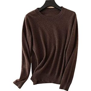 Cardigans Wool Cashmere Sweater Women Warm O-Neck Long Sleeve Knitted Pullover Jumper-S,Brown