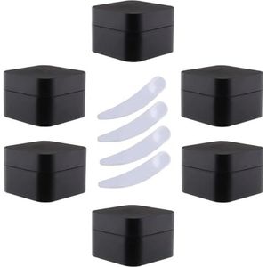 YKMYXZ, Pak van 6, 30 ml vierkante blauwe plastic zalfpotjes cosmetische potten met binnenvoering containers for lippenbalsem, lotion(Svart,10ml)