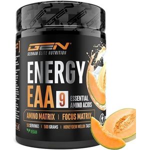 EAA Energy Mix - 500 g - Amino Matrix + Focus Matrix - Suikervrije Energiedrankjes - Met Cafeïne, Taurine, Guarana, N-Acetyl-L-Tyrosine - Veganistisch (Honeydew Melon)