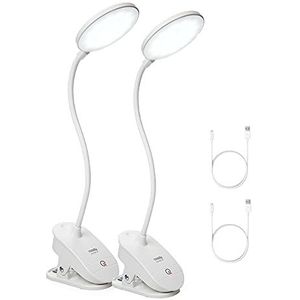 Miady - Klemlamp - USB Oplaadbaar - 2 Stuks - 3 Helderheden - Oogbescherming - Dimbaar - 360° Flexibel