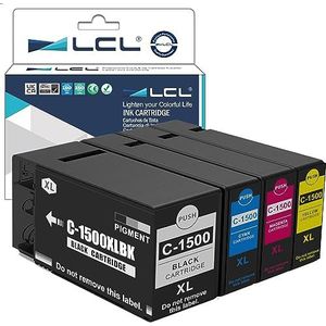 Canon MAXIFY MB2050, MB2155, MB2215, MB22215 compatibele inktcartridge PGI PGI-1500XL, PGI-1500XLBK, PGI-1500XLC, PGI-1500XLM, PGI-1500XLY (1 zwart, 1 cyaan, 1 magenta, 1 geel) 350 ML. 2750