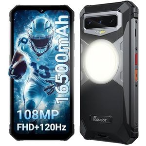 FOSSiBOT F102 Outdoor mobiele telefoon zonder abonnement, 20 GB (12 + 8) + 256 GB/2 TB, 120 Hz 6,58 inch FHD+, 108 MP + 20 MP nachtzicht, Helio G99 Android 13 outdoor smartphone, 16500 mAh, 495 lumen