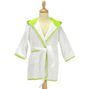 ARTG® Boyzz&Girlzz® kinderbadjas met capuchon, wit met limoengroen, maat 152/164