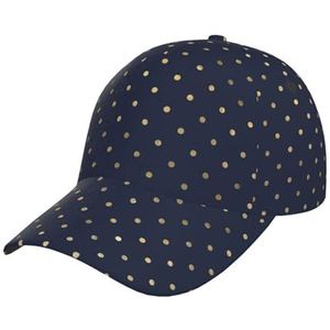 FUkker Baseballpet, zonnehoed sportpet casual papa hoeden truckerhoeden snapback hoeden, moderne elegante marineblauwe gouden stippen, zoals afgebeeld, one size