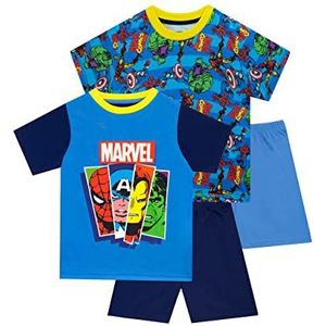 Marvel AvengersPyjama's 2-pack | Jongens Pyjama's Iron Man, Captain America, Spiderman | Kinder Superhelden Veelkleurig 152