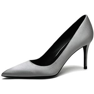 Stiletto Hoge Hakken Pumps voor Vrouwen Klassieke slip op kantoor Pump Schoenen Zilver 35 EU