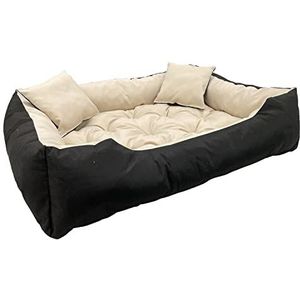 KingDog Ecco Honden- en kattenbed met kussen, waterdicht nylon, hondenkussen, hondenmand, huisdierbed, wasbaar, waterdicht materiaal (binnenafmetingen: 60 x 50 cm, buitenafmetingen: 75 x 65 cm, beige)