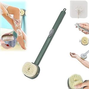 Afneembare Rug Body Bad Douche Spons Struikgewas Met Handgreep Massager, Zachte Stijve Borstelharen Exfoliërende Doucheborstel Met Handgreep Massager-green