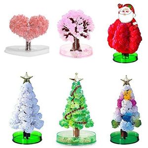 ANLL 6 stuks Magic Crystal Growing Tree - Kerstboom, Sakura, Kerstman, Love Heart - Decoratie DIY Speelgoed, Indoor Activiteiten voor Kinderen