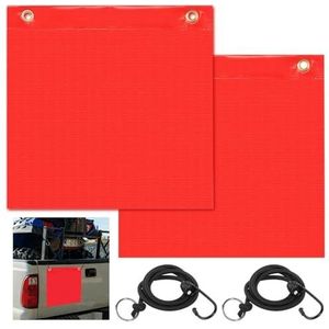 SKJJM Rode waarschuwingsvlag, 2 stuks rode vlag, waarschuwingsvlag voor waarschuwingsbord en double-head drukgesp, waarschuwingsvlag voor transport, fietsendrager, caravan, waarschuwingsvlaggen voor