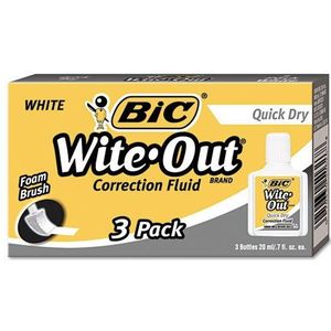 Wite-Out Quick Dry Correction Fluid, 20 ml Fles, Wit, 3/Pack-2 Pack