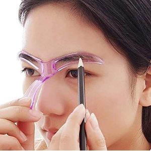 Wenkbrauwsjabloon voor beginners, herbruikbare doe-het-zelf wenkbrauwstempel voor make-up in 3 minuten (paars)