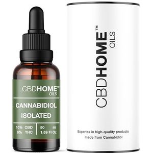 CBD HOME Oils - CBD Olie 10% - 50 ml - Isolaat - Basis van Kokosolie (MCT) en Biologische Hennepzaadolie - Omega 3-6-9 - Gecertificeerde Cannabidiol 5.000 mg - Gemaakt in de EU