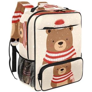 GIAPB Reisrugzak voor vrouwen, rugzak voor mannen, canvas, beer dragen rode sjaal, I26mf7zwocs, 36.5x29.5x14.5 cm/14.4x11.6x5.7 in, Reizen Rugzakken