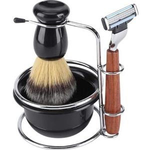 Jadeshay Scheerset - Scheerset voor handmatig scheerapparaat + roestvrijstalen voethouder + kwast + kom voor scheerhaar 4-delige scheerset