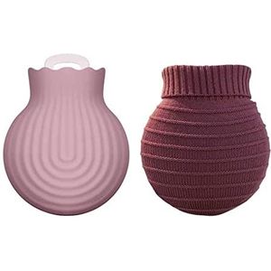 Mini warmwaterkruik, warmwaterkruik magnetron verwarming siliconen warmwaterkruikzak met gebreide hoes, warme en koude therapieën rugpijn - cadeau voor ouders, kerstmis (maat: multi) (maat: oranje)