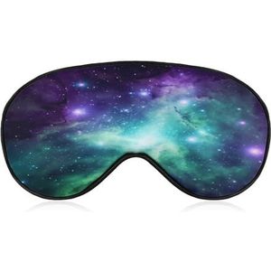 Slaapmasker, oogmasker voor dames en heren, oogmaskers voor slaap, groen, blauw, paars, melkweg, bedrukt, voor reizen en slapen, lichtgewicht, verstelbare schouderbanden