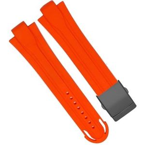 dayeer Lug End rubberen waterdichte horlogeband voor Oris polsband Horlogeband met roestvrijstalen vouwgesp (Color : Orange x black clasp, Size : 24-12mm)