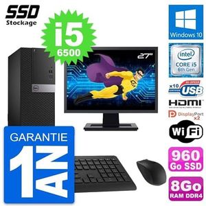 Dell PC Tower 5050, display 27 inch, Intel i5-6500, 8 GB SSD, 960 GB, HDMI, Windows 10, wifi (gereviseerd)