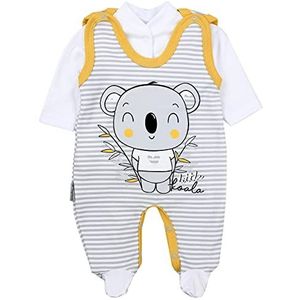TupTam Baby Boxpakje en Jasje Set met Print, 2-delig, Koala Strepen Grijs/Geel, 62