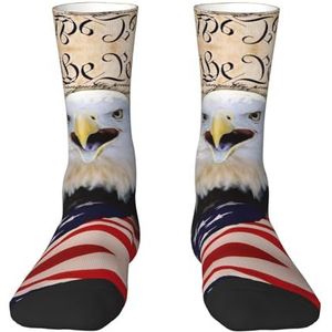 Patriottische kale adelaar met Amerikaanse vlag volwassen grappige 3d sokken crew sokken nieuwigheid sokken gag geschenken, zachte gezellige sokken., Wit, Eén Maat