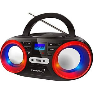Draagbare CD-speler - Zwart/Cherry Red - Boombox - USB - FM-radio - AUX-in