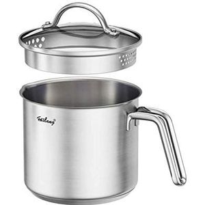 Hotoolme Melkpan met giet lip melk pan met deksel non-stick melkpot roestvrij staal melk steelpan 1,5 l voor keuken koken
