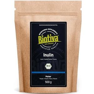 Biotiva Inulinepoeder Biologisch 1000g (2x500g) - agavepoeder met 90% voedingsvezels - prebiotisch - gevuld en gecontroleerd in Duitsland (DE-ÖKO-005) - 100% veganistisch