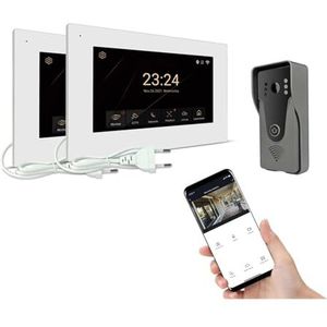 Walkie-talkie, 1080P video-intercomsysteem, draadloze intelligente videodeurbel for thuis, één oproeppaneel + twee schermen(H-R6-P356B-2M503WA-B)