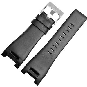 Lederen horlogeband compatibel met diesel DZ1216 DZ1273 DZ4246 DZ4247 DZ4287 Armband Mens Horlogeband Horloges Notch Band 32mm (Color : Black-silver B, Size : 32-18mm)