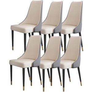 Eetkamerstoelen Eetkamerstoelen Set Van 6 Microvezel Lederen Slaapkamer Kamer Balkon Bank Stoel Ijzeren Poot Kaptafel Make-Up Stoel Eetkamerstoelen