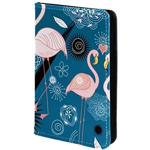Paspoorthouder, paspoorthoes, paspoortportefeuille, reisbenodigdheden flamingo koppels blauwe Boho bloem, Meerkleurig, 11.5x16.5cm/4.5x6.5 in