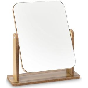 Jutyum Staande spiegel, klein, staande houten tafelspiegel, 25 x 22 cm, vrijstaand, cosmeticaspiegel voor make-uptafel, bureau, slaapkamer, badkamer, afneembaar, eenvoudig