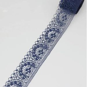 (10 yards/roll) 40mm witte kant stof singelband decoratie verpakkingsmateriaal handgemaakte DIY kant-diepblauw