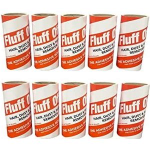 Fluff Off Pluisroller-vullingen ""Extra"", 10 stuks van 60 vellen, extra kleverige pluisroller-vullingen voor kleding, dierenhaar en meubels - past op de meeste pluisrollers - 600 vellen